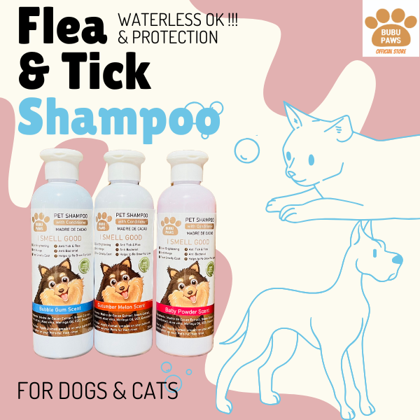 Bubu Paws Dog Shampoo & Conditioner 250ML - Anti-Ticks, Fleas-Mange Treatment-Ideal for Smelly Coats