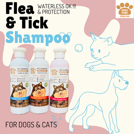 Bubu Paws Dog Shampoo & Conditioner 250ML - Anti-Ticks, Fleas-Mange Treatment-Ideal for Smelly Coats