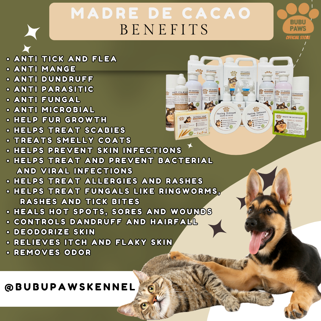 BUBU PAWS Madre de Cacao Soap -Anti-Ticks and Fleas - Anti-Mange Treatment -Itch Relief - Rashes 3 SETS