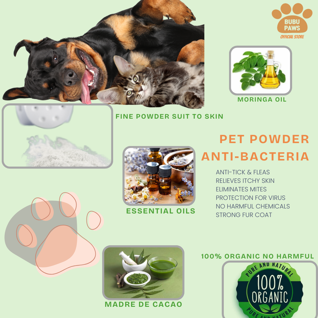 Bubu Paws Pet Powder: Powerful Protection Against Bacteria & Pests /for a Shiny, Clean Coat